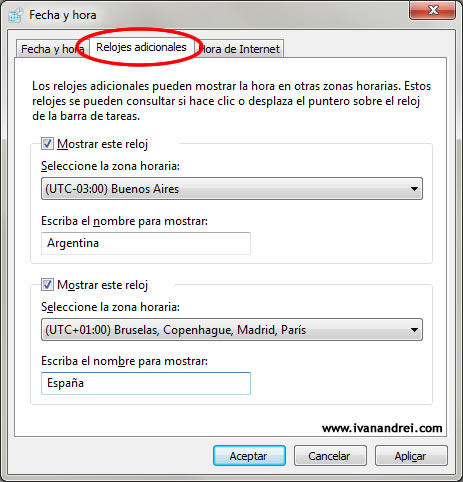 Windows 7 - Agregar más relojes en Windows 7