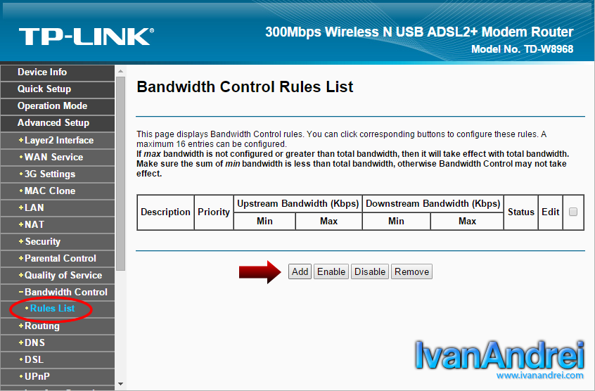 Limitar ancho de banda tp link - Reglas