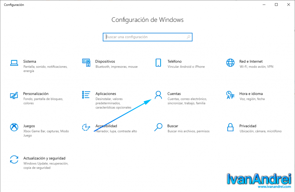 Windows 10 - Ir a cuentas