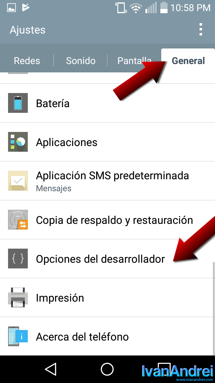 Activar opciones del desarrollador en Android (LG)
