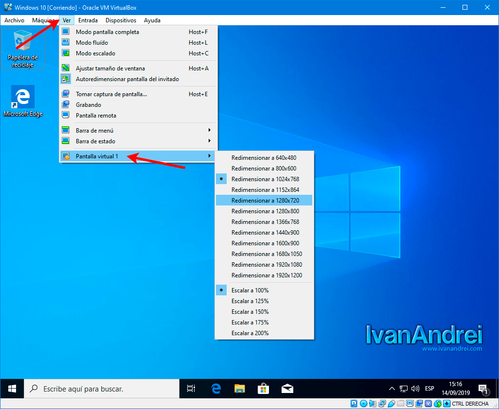 Cambiar resolución de pantalla de máquina virtual en Virtualbox