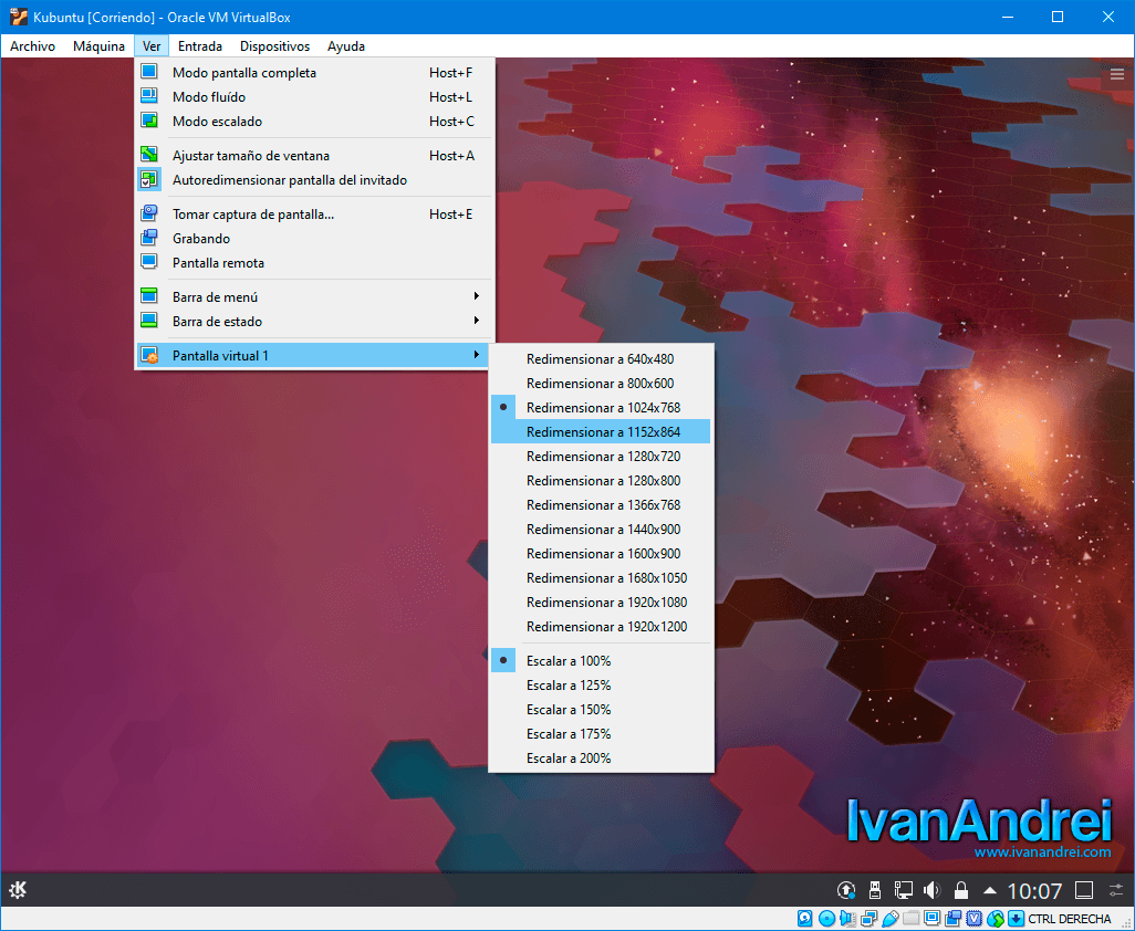 Cambiar resolución de pantalla de máquina virtual de Linux en Virtualbox