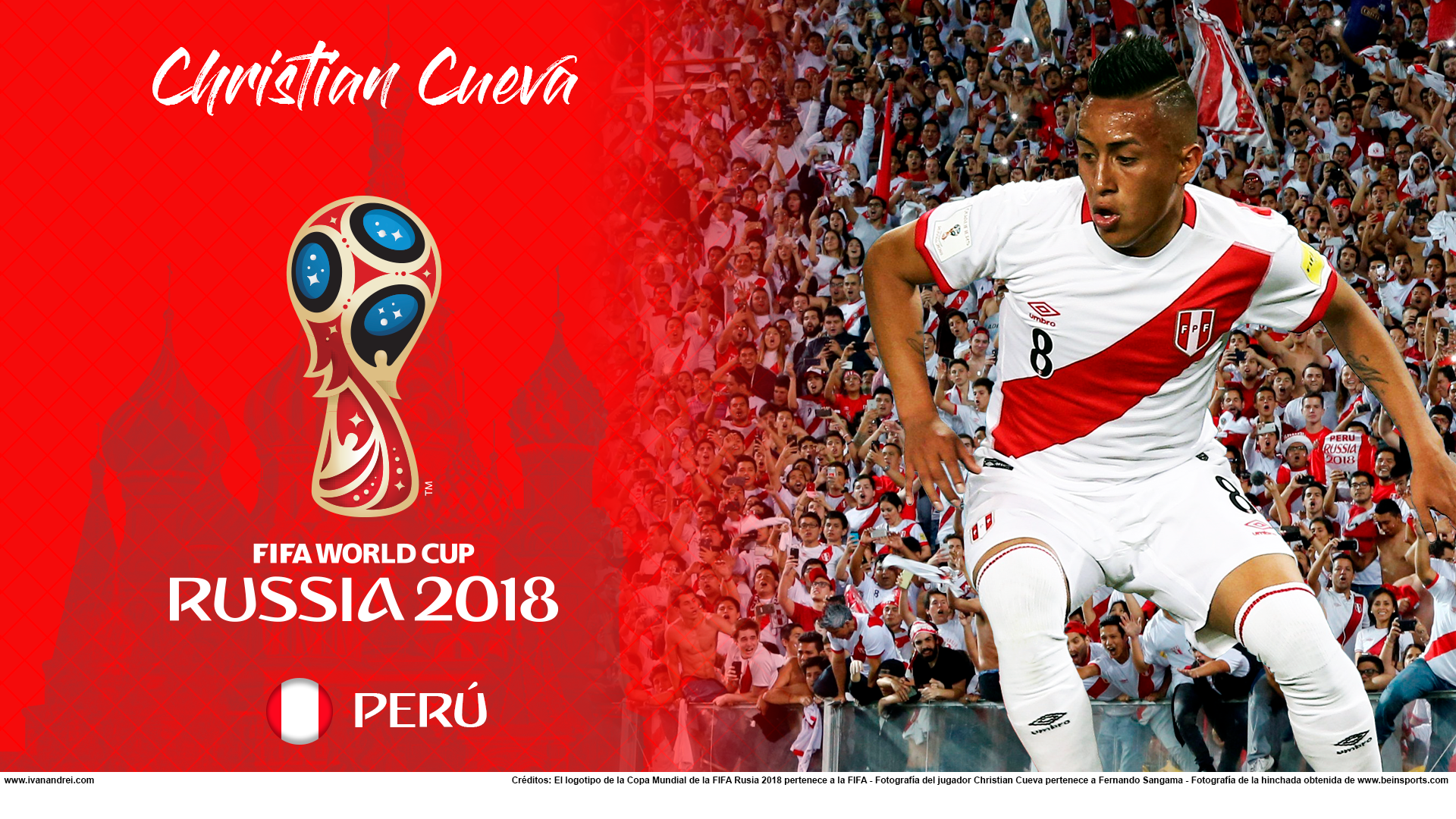 Wallpaper de Christian Cueva de Perú para la Copa Mundial de la FIFA - Rusia 2018 - Edición para PC (1920x1080)