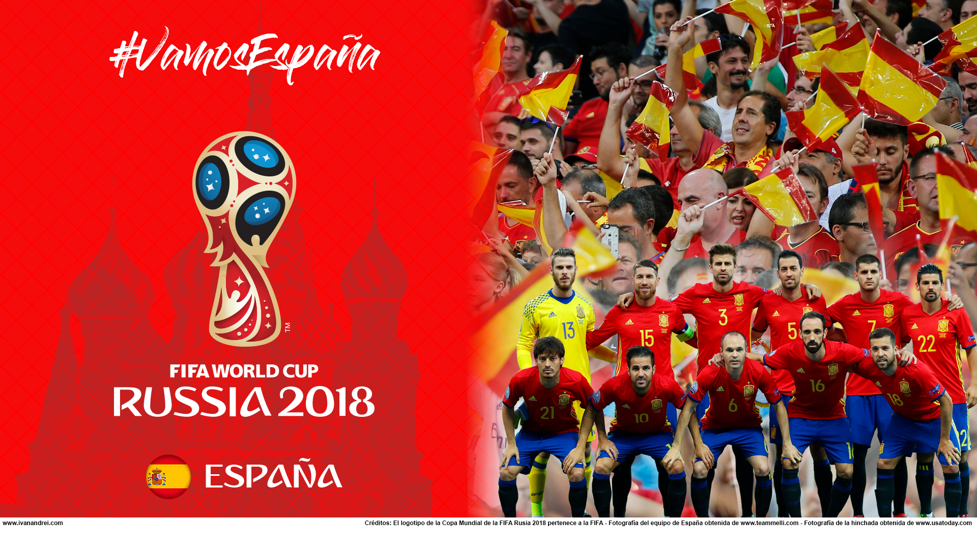 Wallpaper de la selección española de fútbol para la Copa Mundial de la FIFA - Rusia 2018 - Edición para PC (1920x1080)