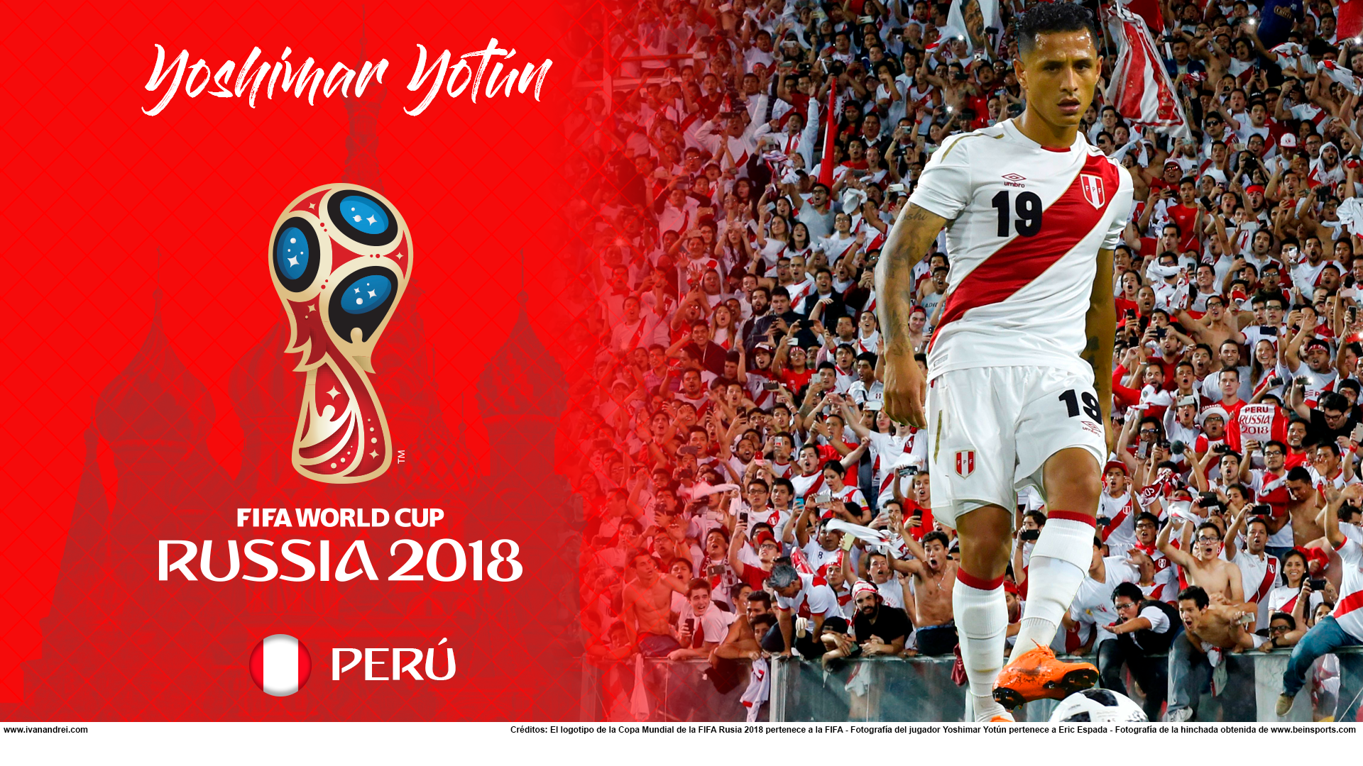Wallpaper de Yoshimar Yotún de Perú para la Copa Mundial de la FIFA - Rusia 2018 - Edición para PC (1920x1080)