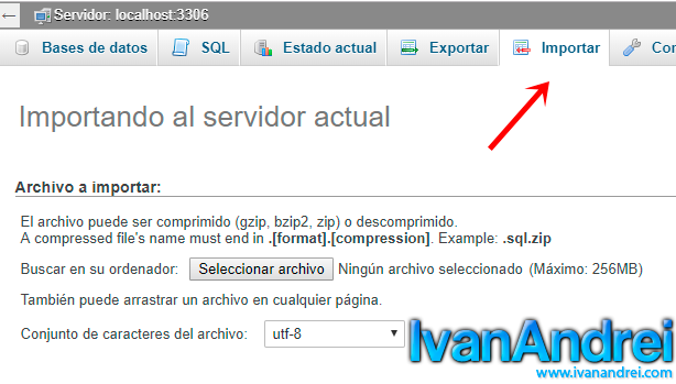 Importar base de datos MySQL desde PhpMyAdmin