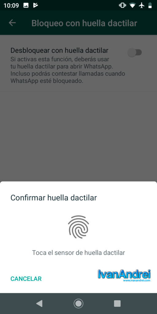 Bloquear WhatsApp con huella digital en Android - Confirmar huella