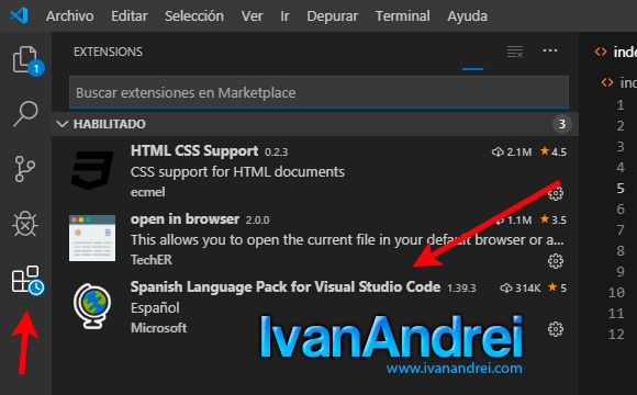 Visual Studio Code editor de código para desarrollo web en español