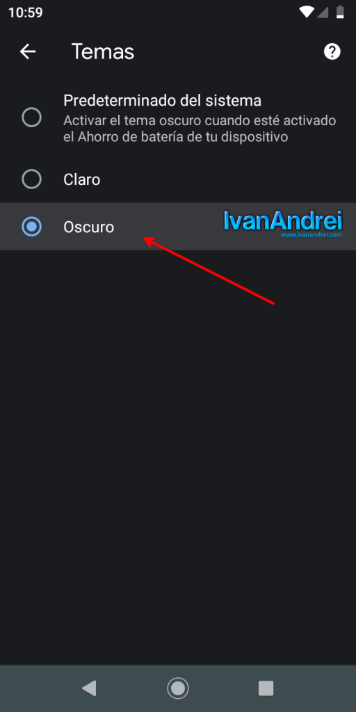 Activar desactivar tema oscuro google chrome android