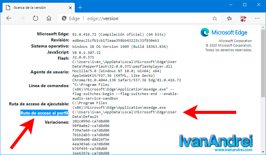 Carpeta donde se guardan los marcadores o favoritos de Edge (Chromium)