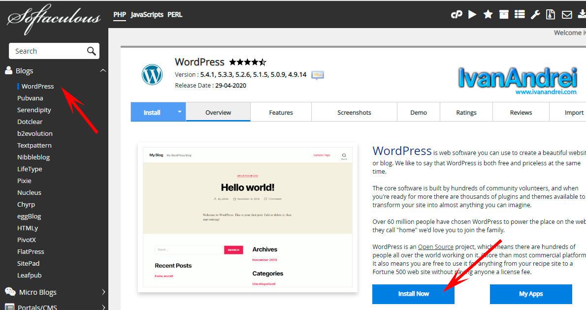 Como instalar WordPress con Softaculous