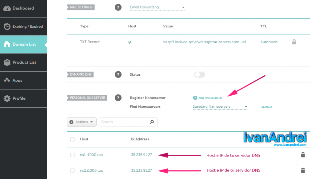 Namecheap - Personal DNS Servers