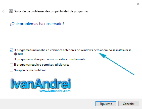 El programa funcionaba en versiones anteriores de Windows pero ahora no se instala ni se ejecuta