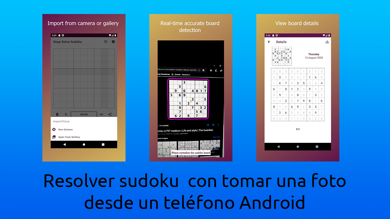 declaración África Isaac Resolver sudoku con tomar una foto desde un teléfono Android - Iván Andréi