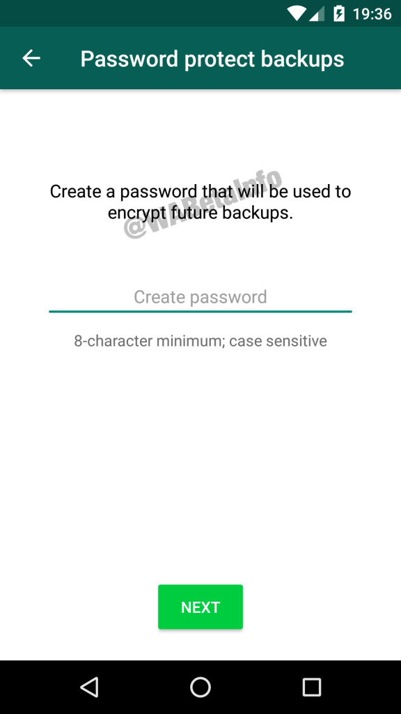 Contraseña para la copia de seguridad cifrada de extremo a extremo en WhatsApp