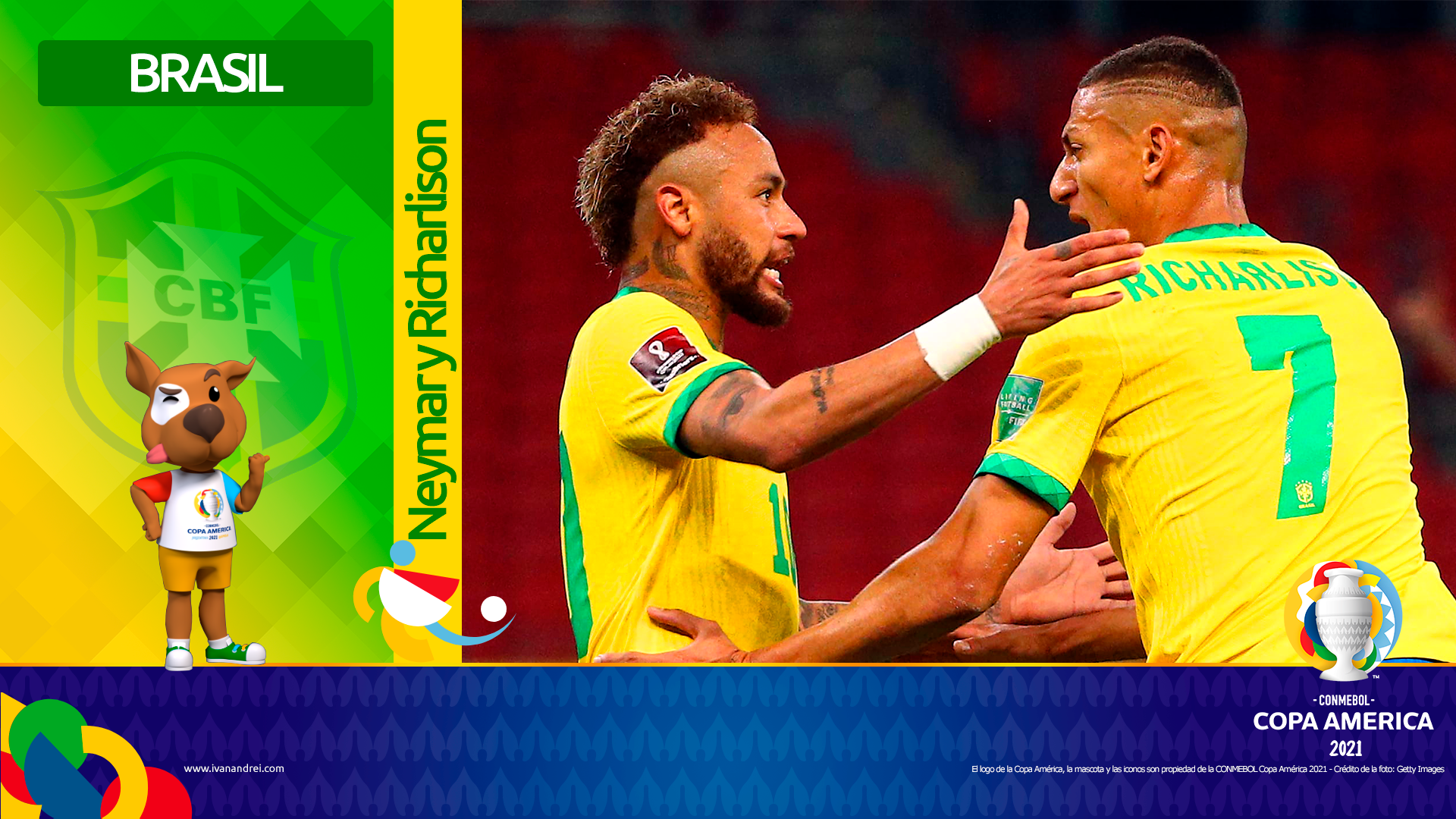 Copa América Brasil 2021 - Selección de Brasil - Neymar y Richarlison