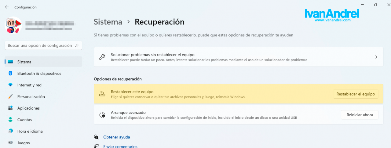 Restablecer Windows 11