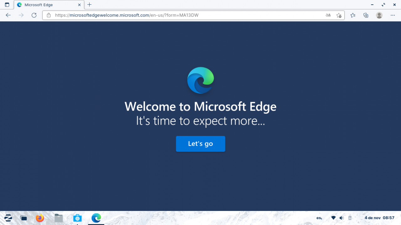 Microsoft Edge en Zorin OS (Linux)