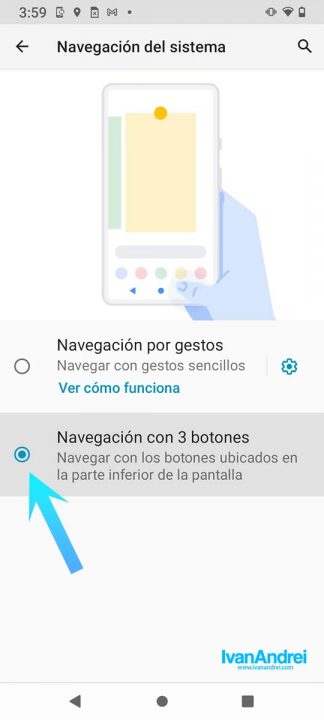 Cómo mostrar los 3 botones de navegación en Android