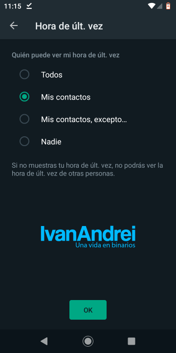 WhatsApp - Mis contactos, excepto