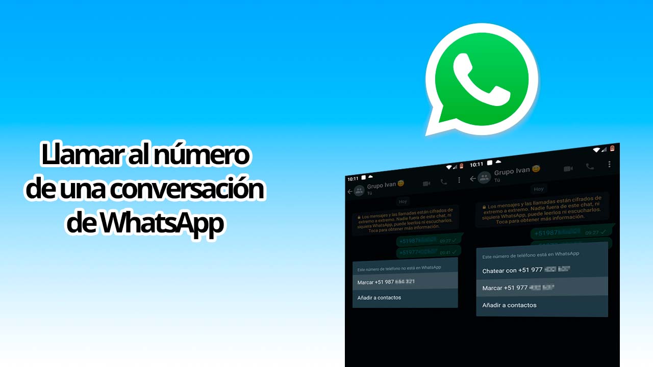 Llamar al número de una conversación de WhatsApp