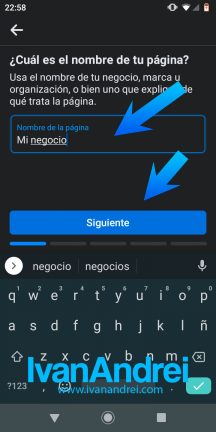 Nombre de tu página de Facebook