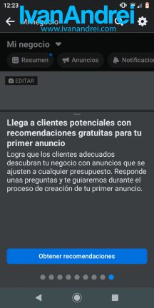 Paso final del asistente para páginas de Facebook