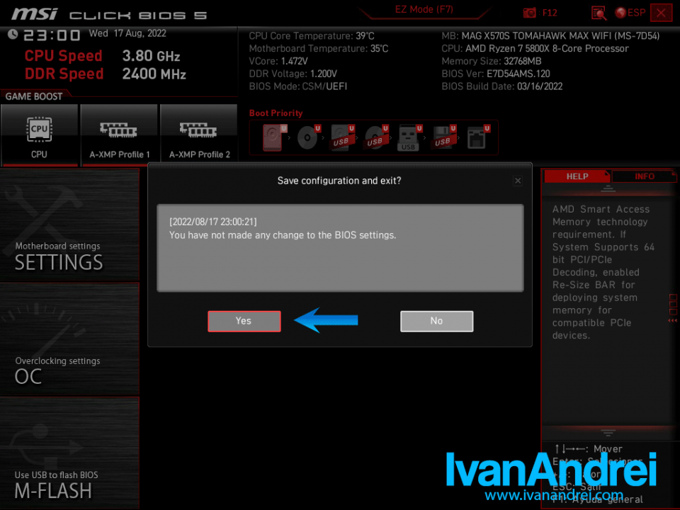 Guardar configuración BIOS UEFI en MSI