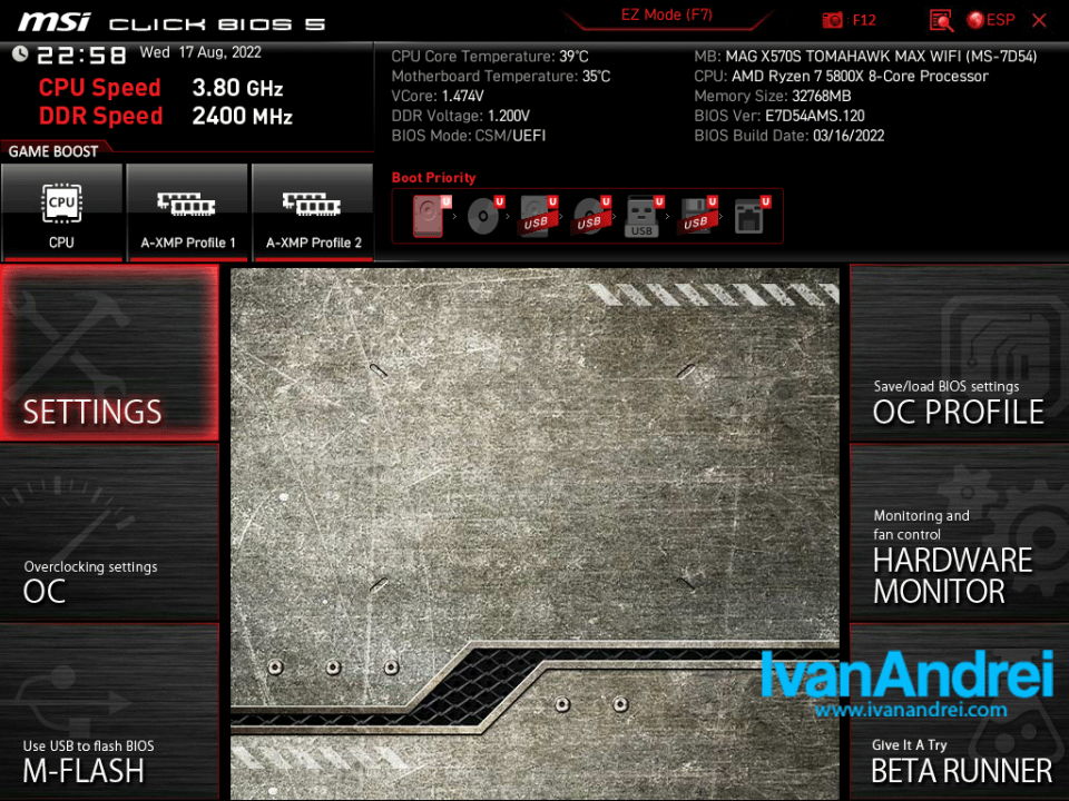 MSI - BIOS UEFI - Settings
